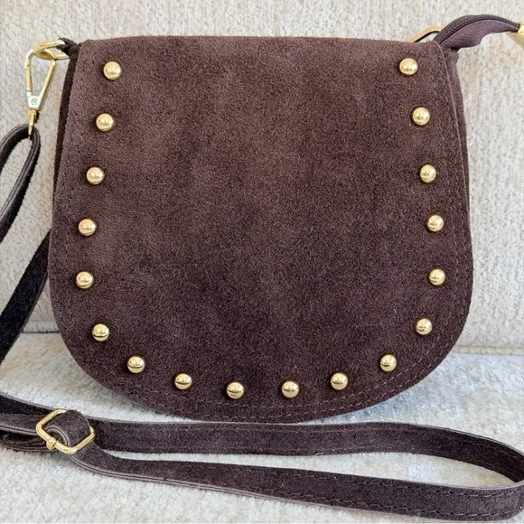 Persaman New York Elvira Brown Suede Studded Crossbody - Picture 4 of 15